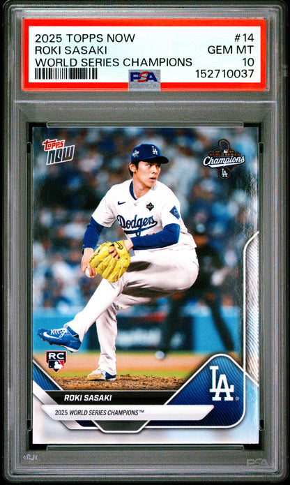 2025 Topps Now World Series Champions #14 Roki Sasaki PSA 10 152710037