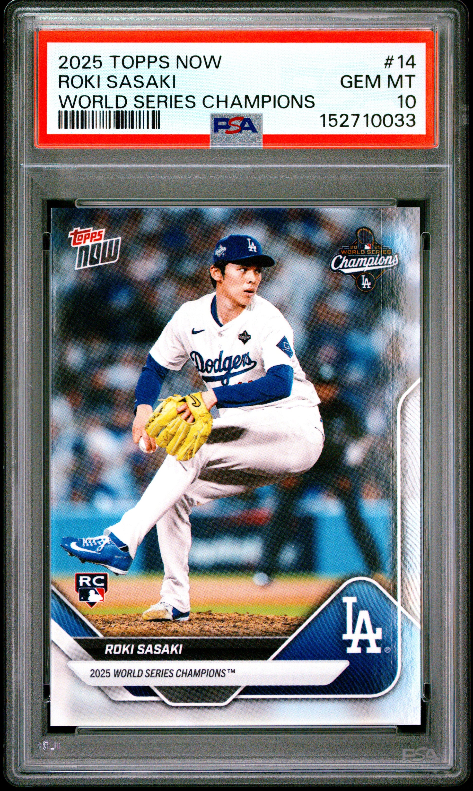 2025 Topps Now World Series Champions #14 Roki Sasaki PSA 10 152710033