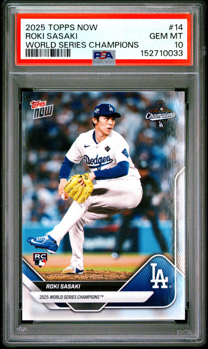 2025 Topps Now World Series Champions #14 Roki Sasaki PSA 10 152710033