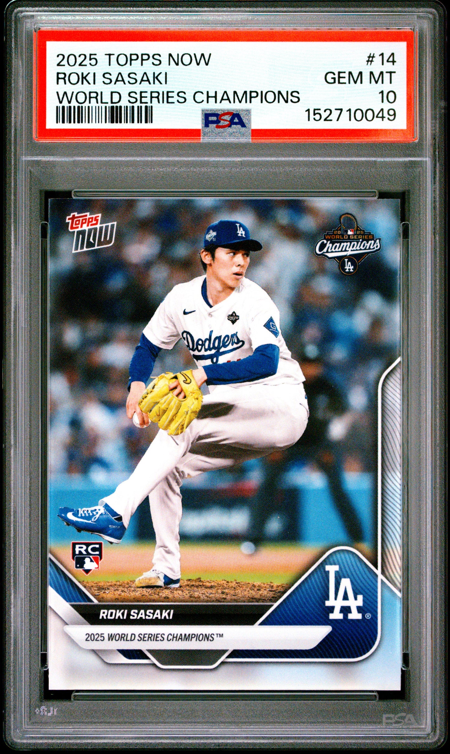 2025 Topps Now World Series Champions #14 Roki Sasaki PSA 10 152710049
