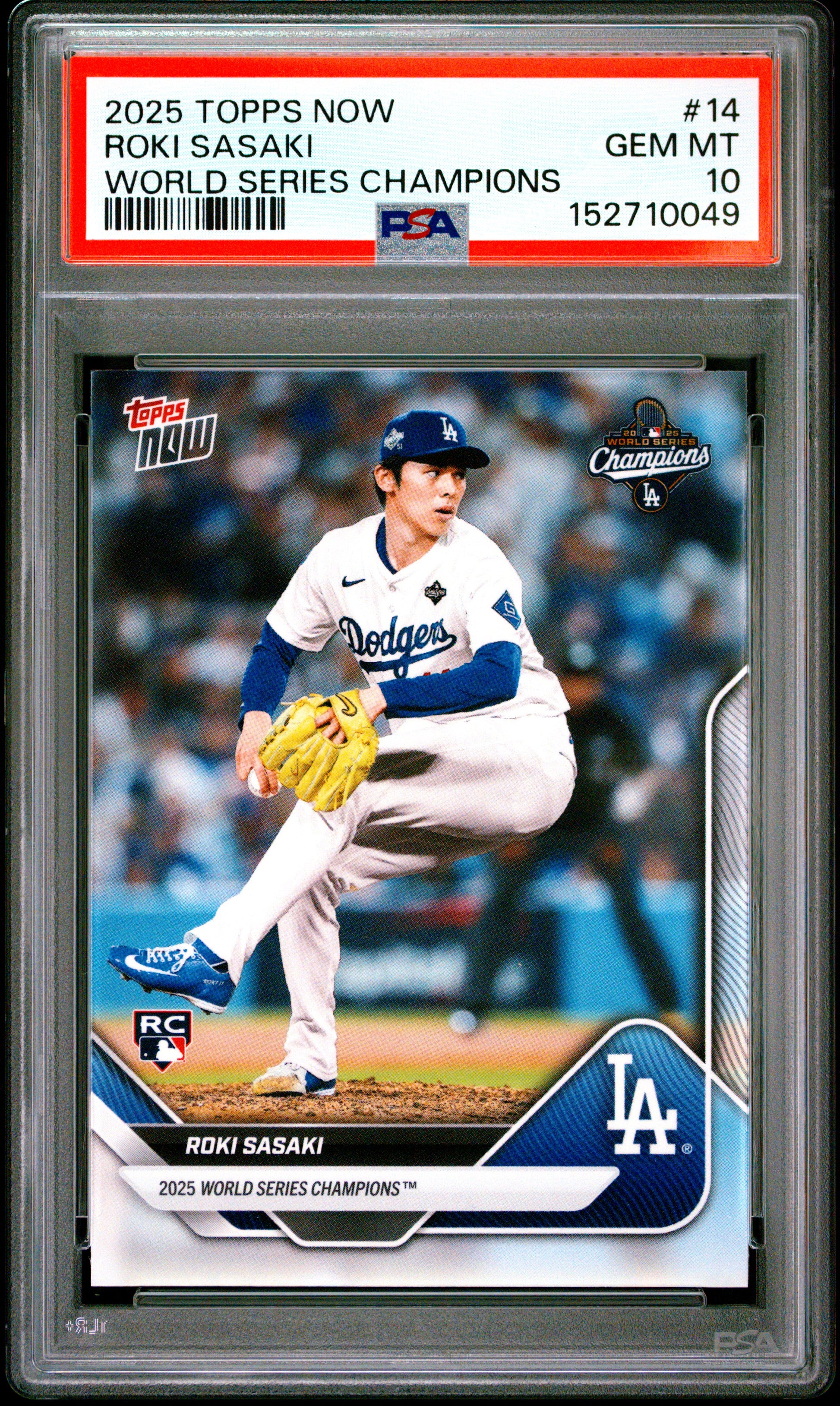 2025 Topps Now World Series Champions #14 Roki Sasaki PSA 10 152710049