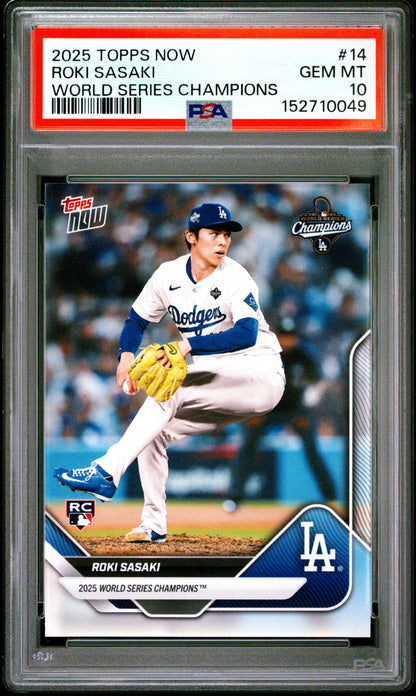 2025 Topps Now World Series Champions #14 Roki Sasaki PSA 10 152710049