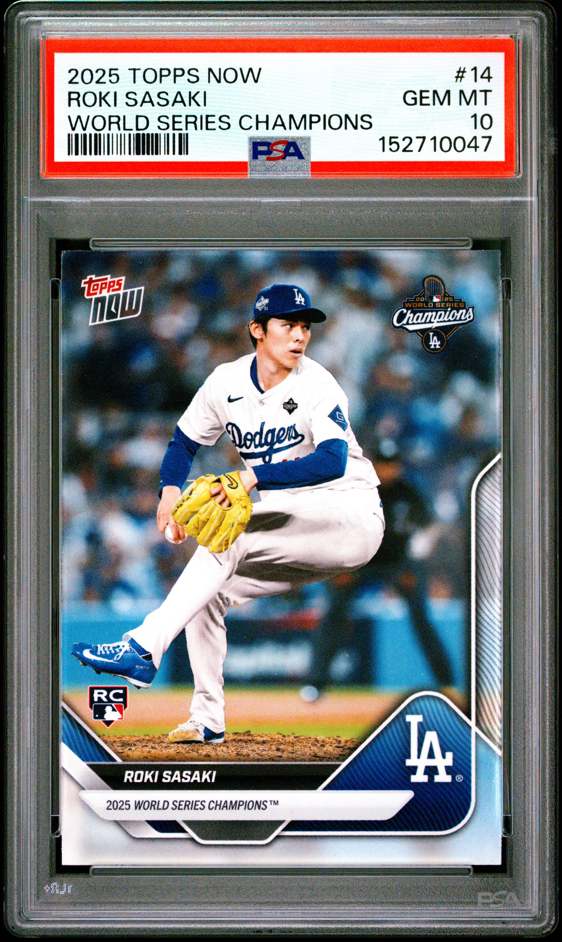 2025 Topps Now World Series Champions #14 Roki Sasaki PSA 10 152710047