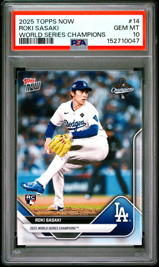 2025 Topps Now World Series Champions #14 Roki Sasaki PSA 10 152710047