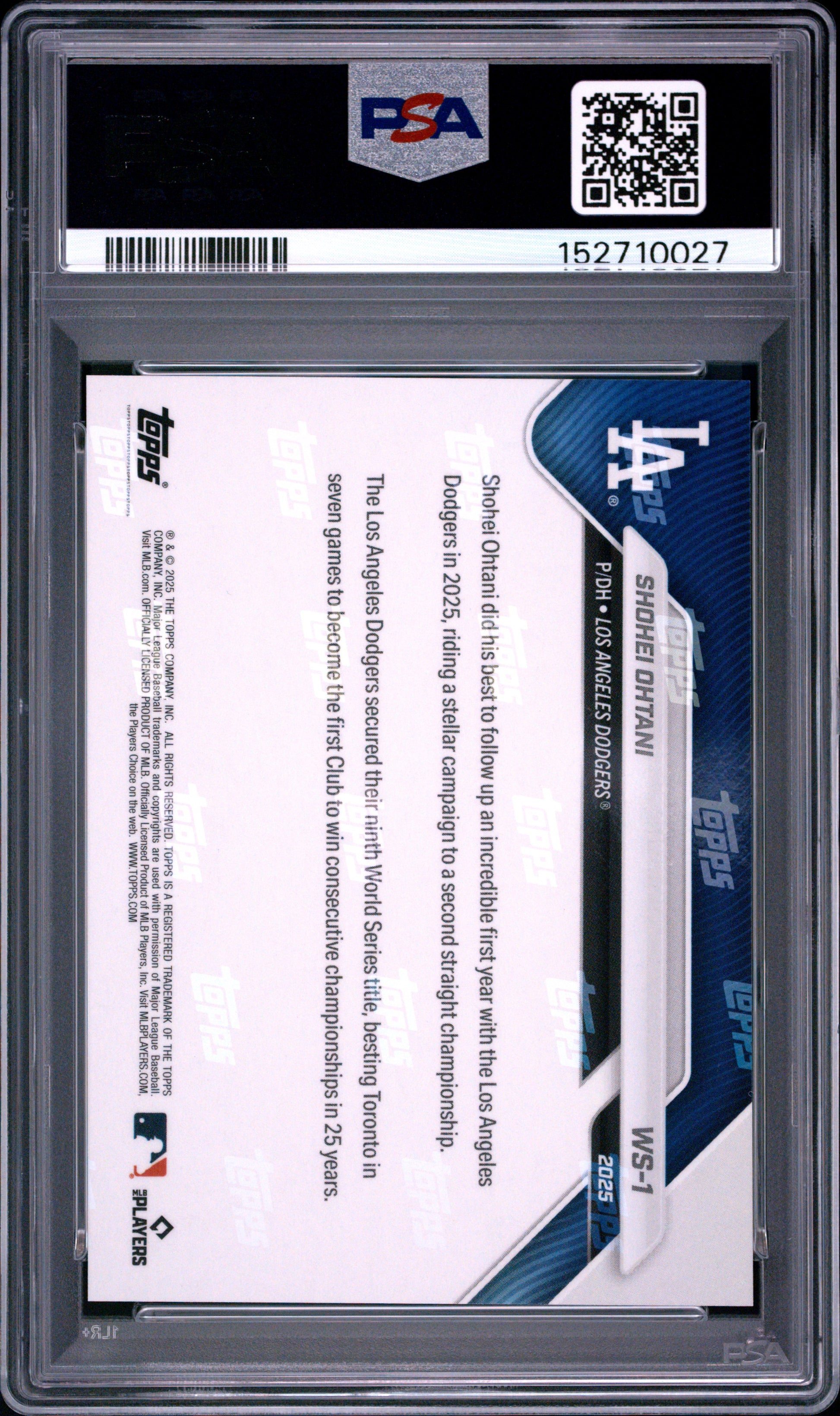 2025 Topps Now World Series Champions #1 Shohei Ohtani PSA 10 152710027
