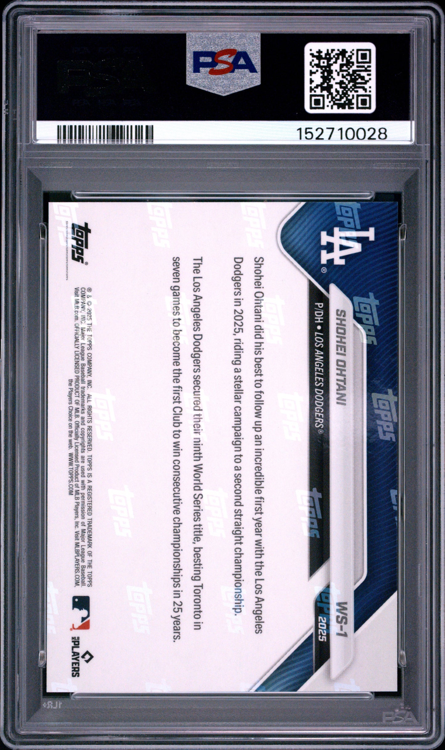 2025 Topps Now World Series Champions #1 Shohei Ohtani PSA 10 152710028