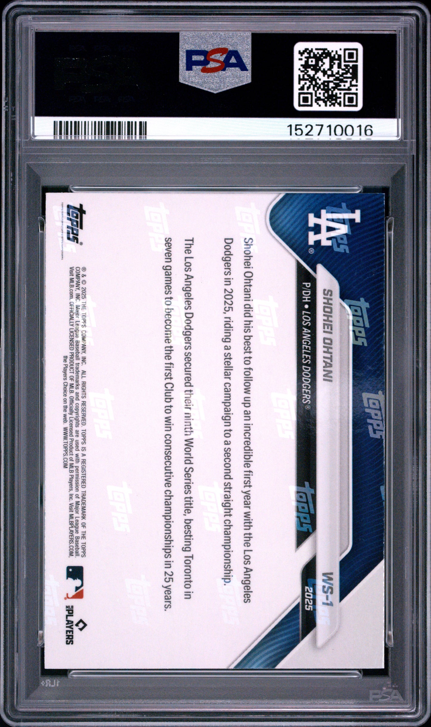 2025 Topps Now World Series Champions #1 Shohei Ohtani PSA 10 152710016