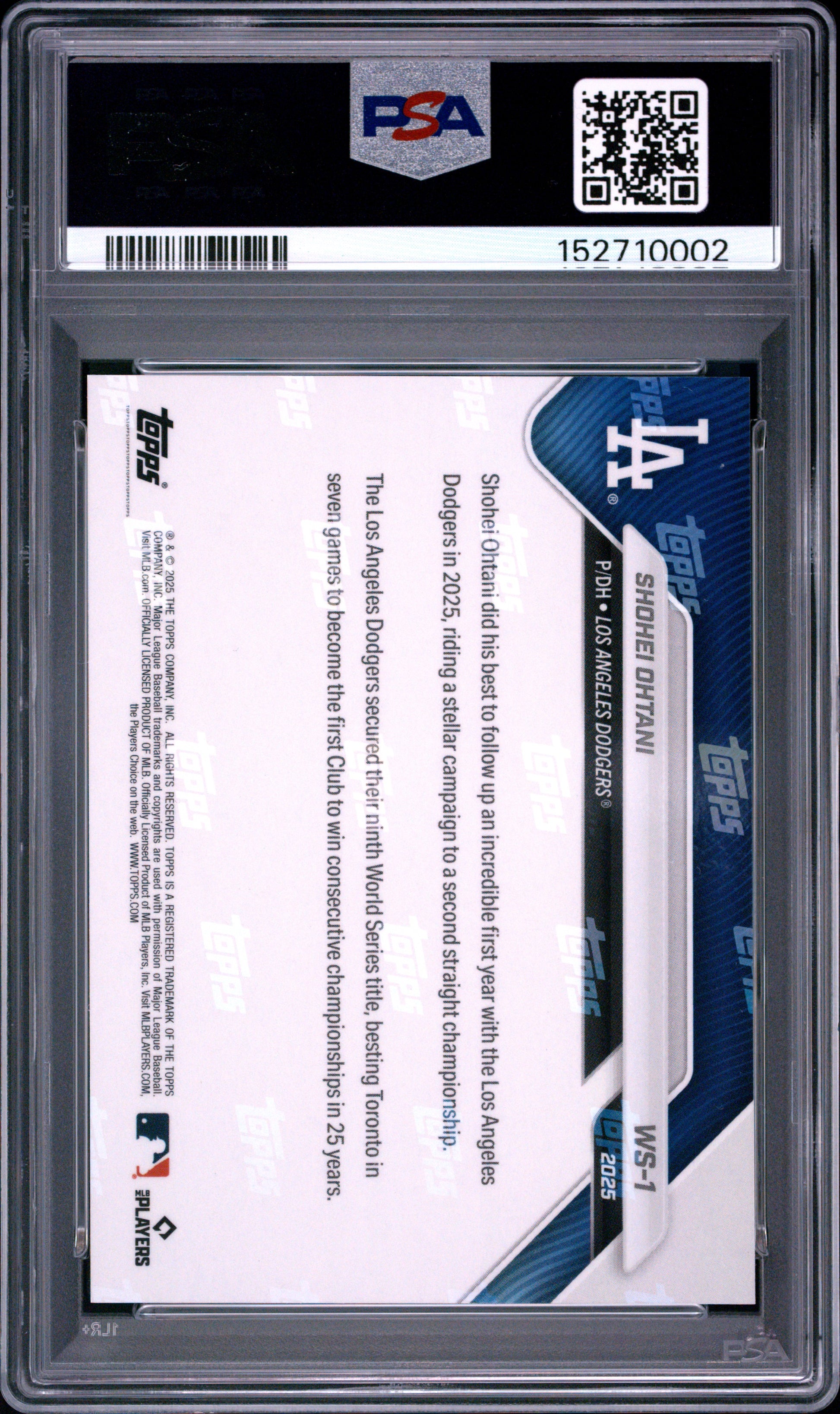 2025 Topps Now World Series Champions #1 Shohei Ohtani PSA 10 152710002