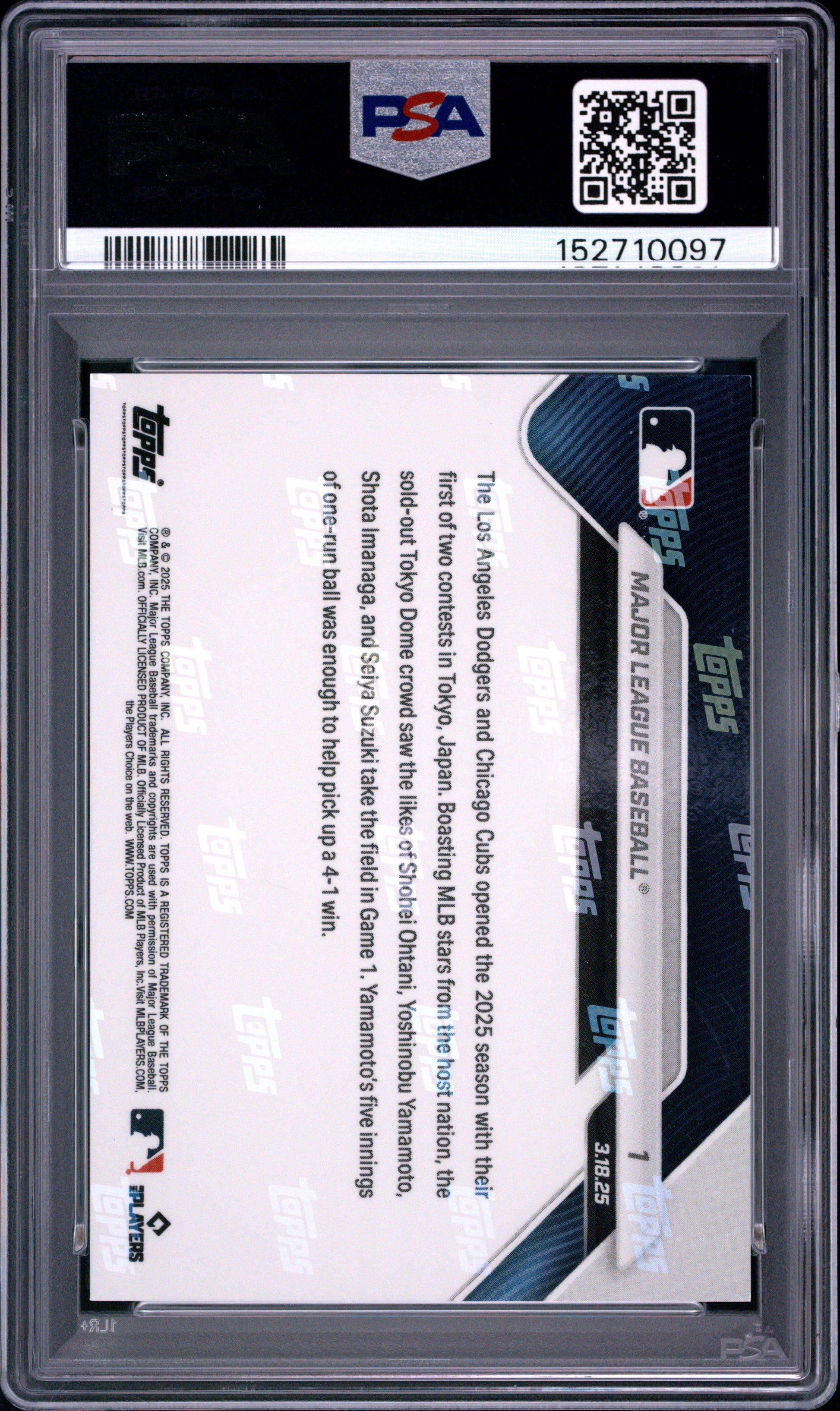 2025 Topps Now #1 Major League Baseball PSA 10 152710097