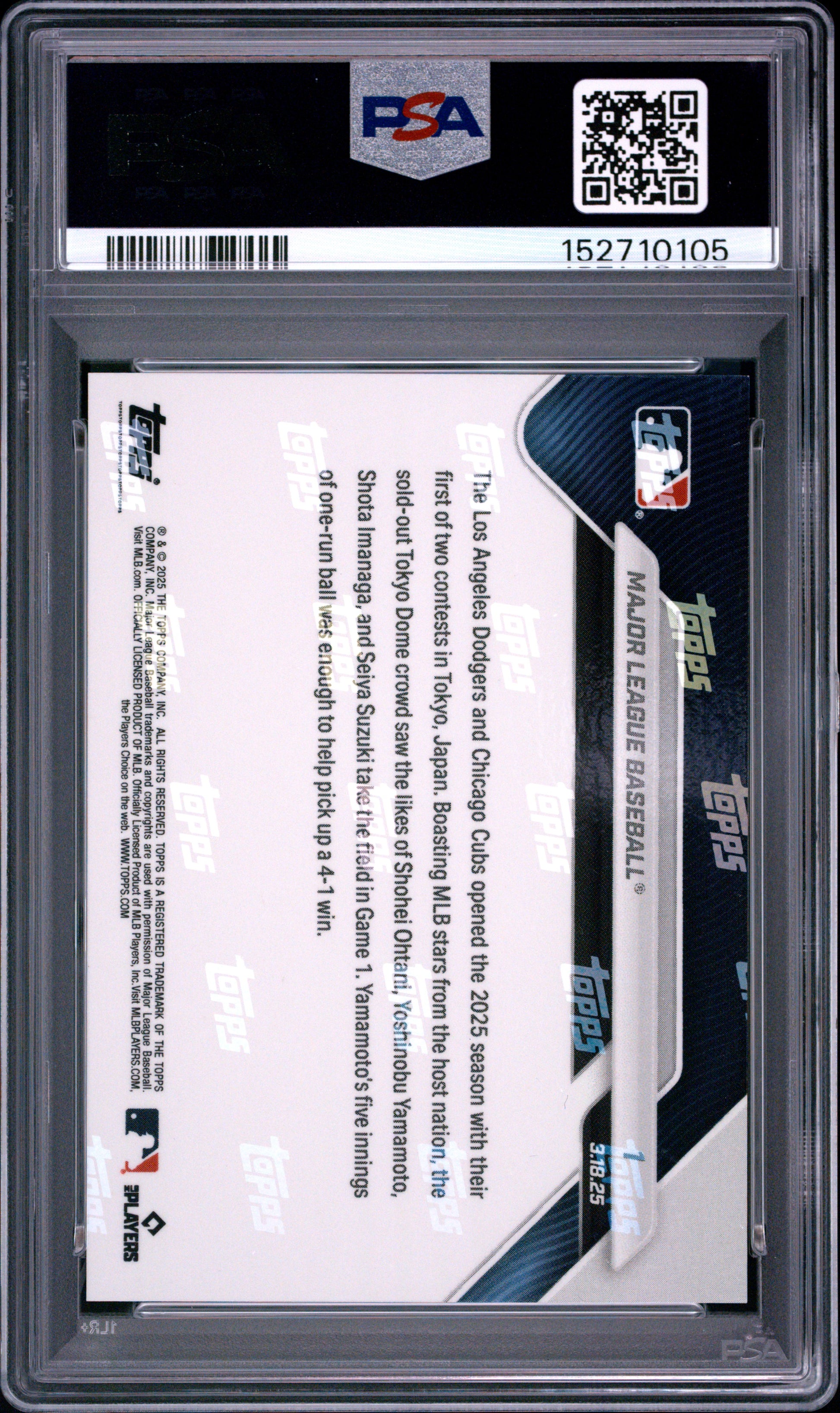 2025 Topps Now #1 Major League Baseball PSA 10 152710105