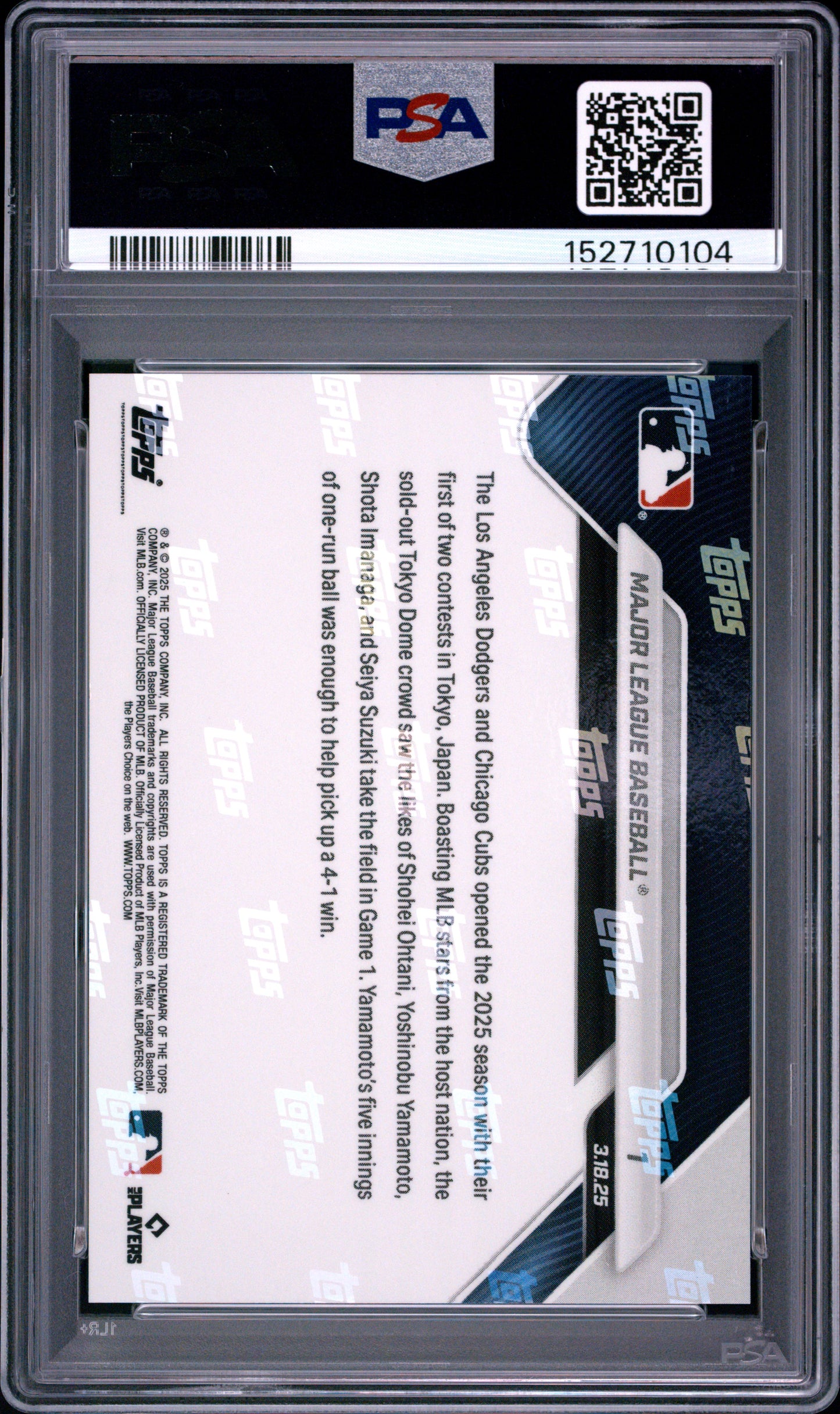2025 Topps Now #1 Major League Baseball PSA 10 152710104