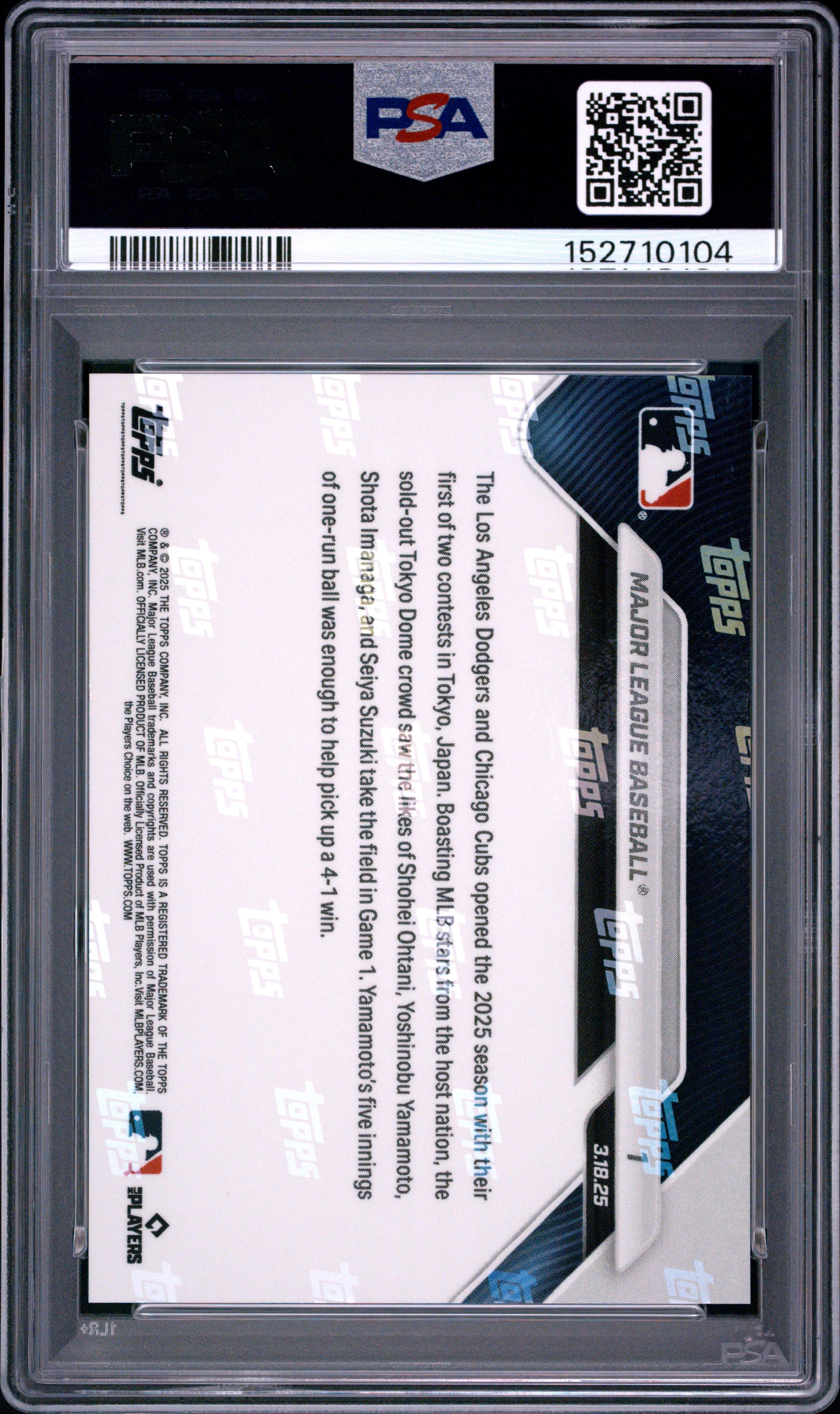 2025 Topps Now #1 Major League Baseball PSA 10 152710104
