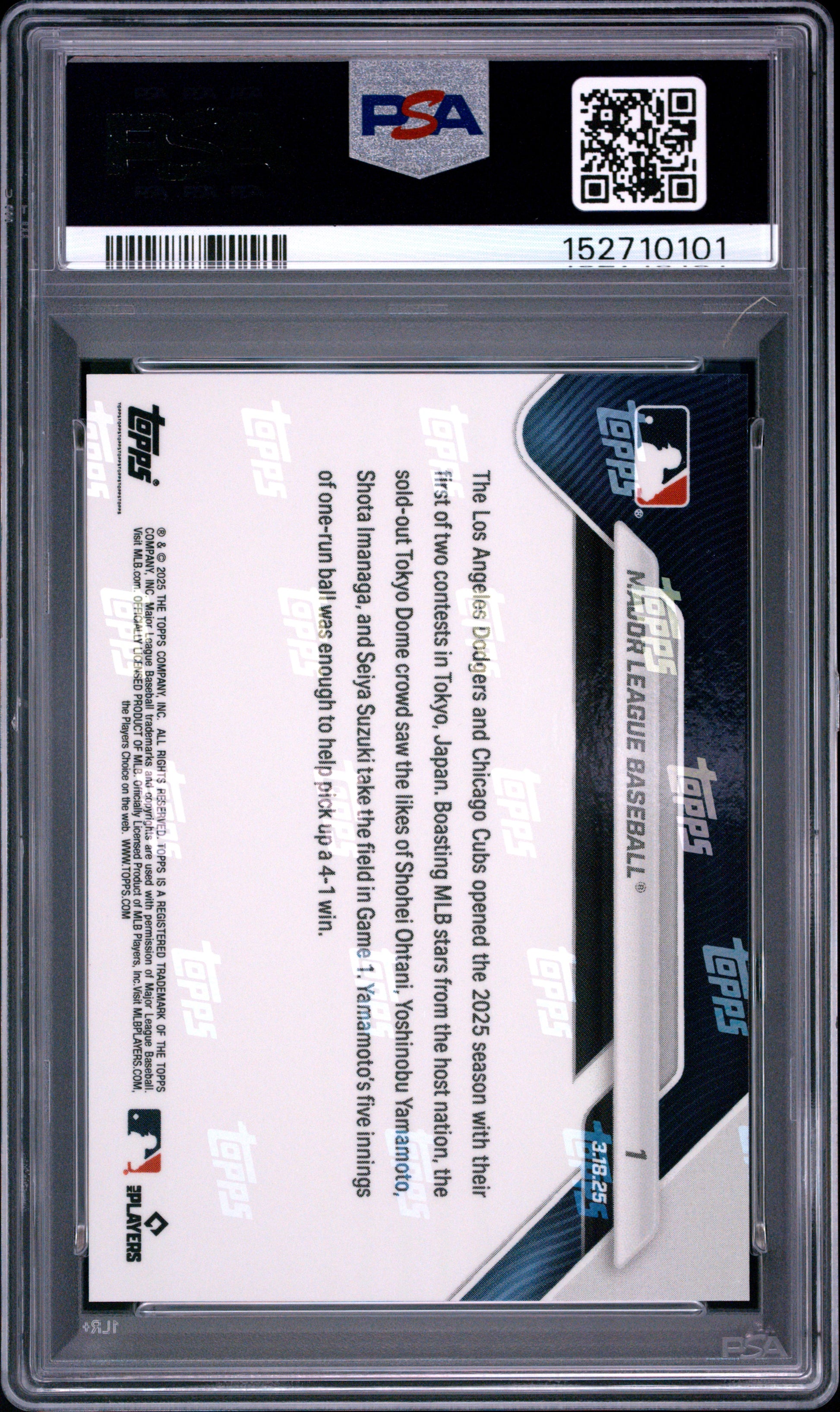 2025 Topps Now #1 Major League Baseball PSA 10 152710101