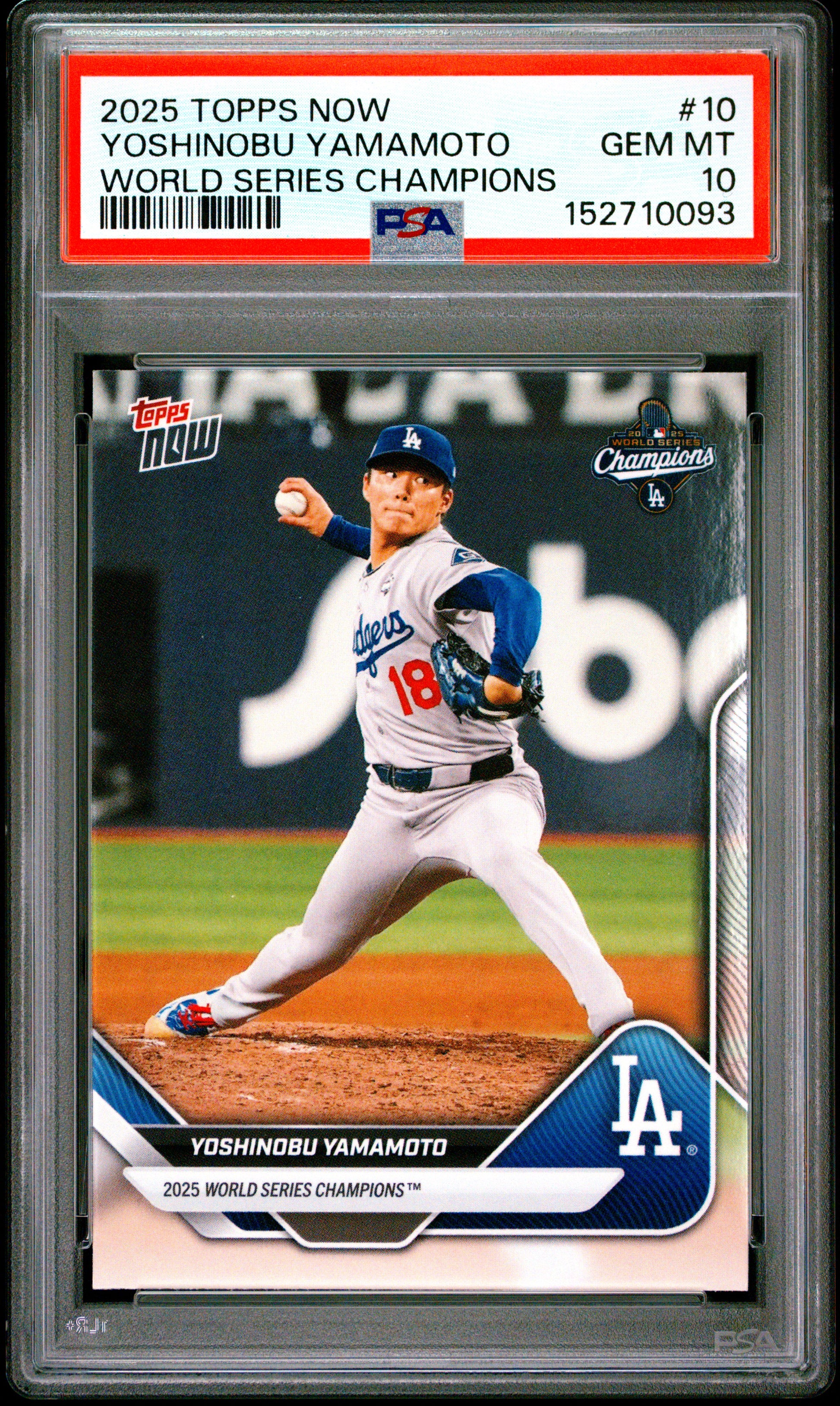 2025 Topps Now World Series Champions #10 Yoshinobu Yamamoto PSA 10