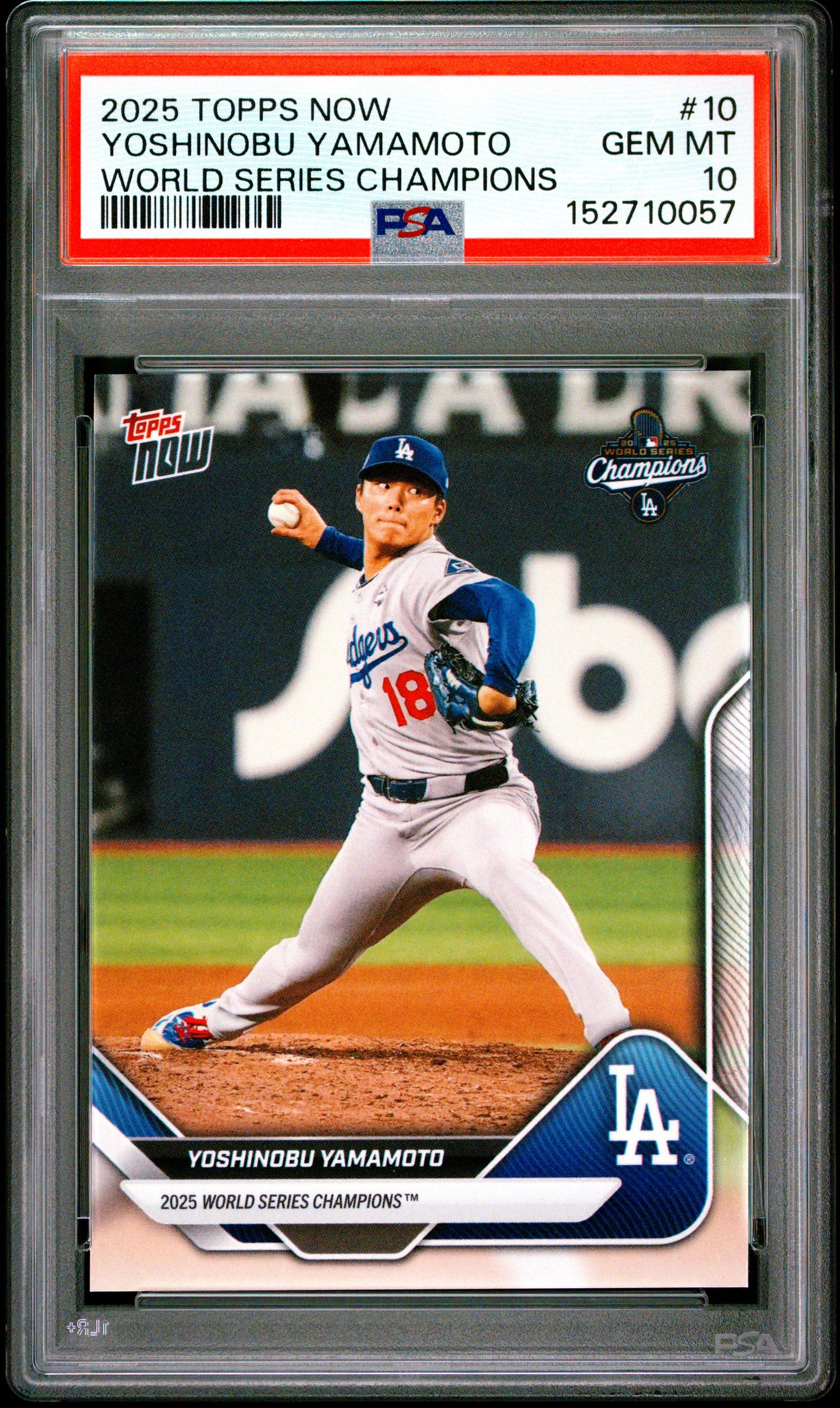 2025 Topps Now World Series Champions #10 Yoshinobu Yamamoto PSA 10