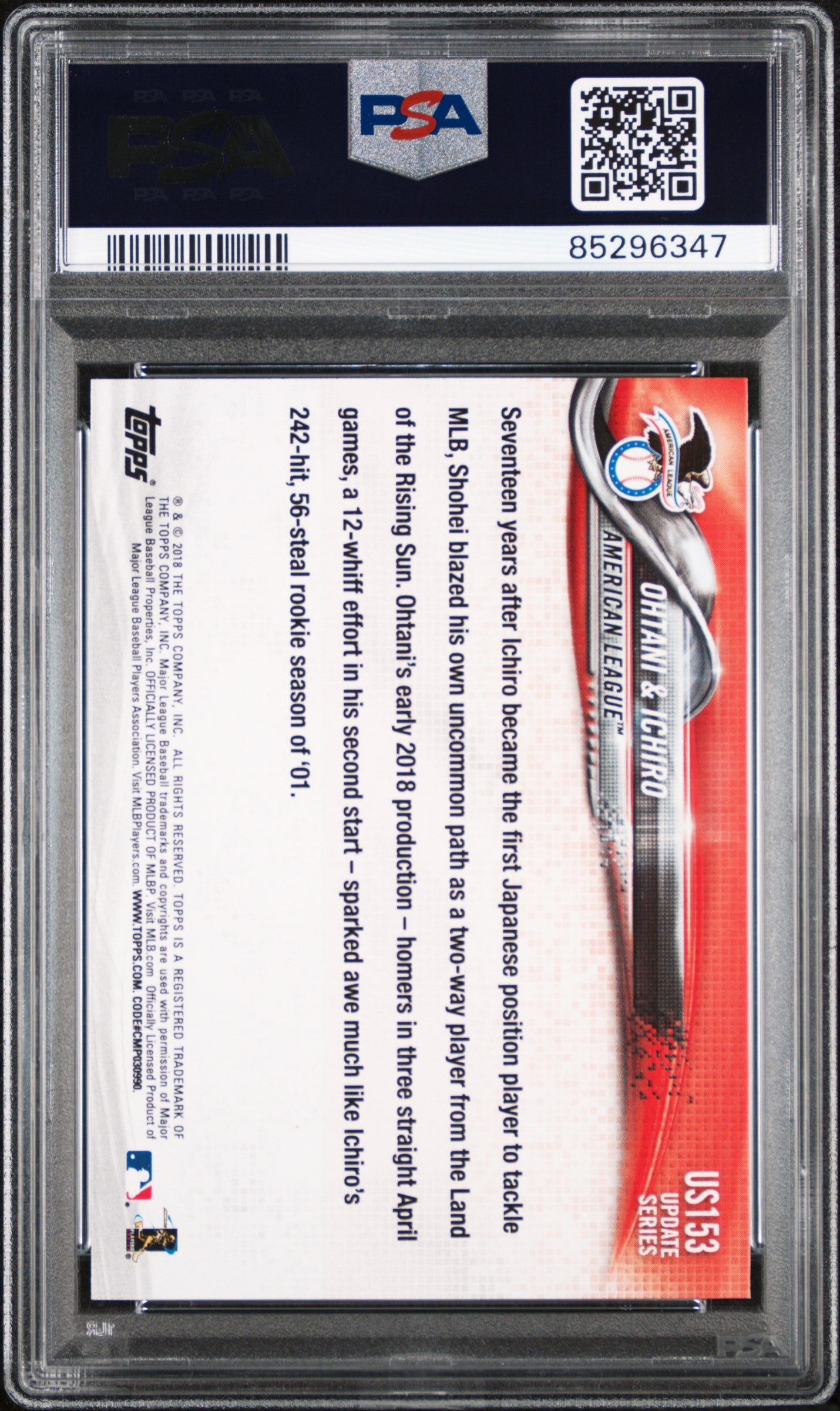 2018 Topps Update #US153 S.Ohtani/Ichiro PSA 10 85296347