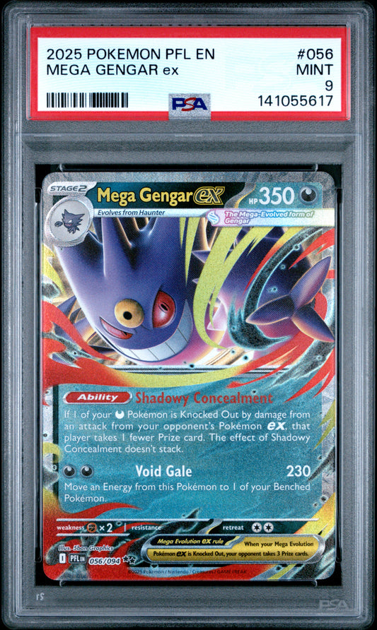 2025 Pokemon Pfl En-Phantasmal Flames #056 Mega Gengar Ex PSA 9