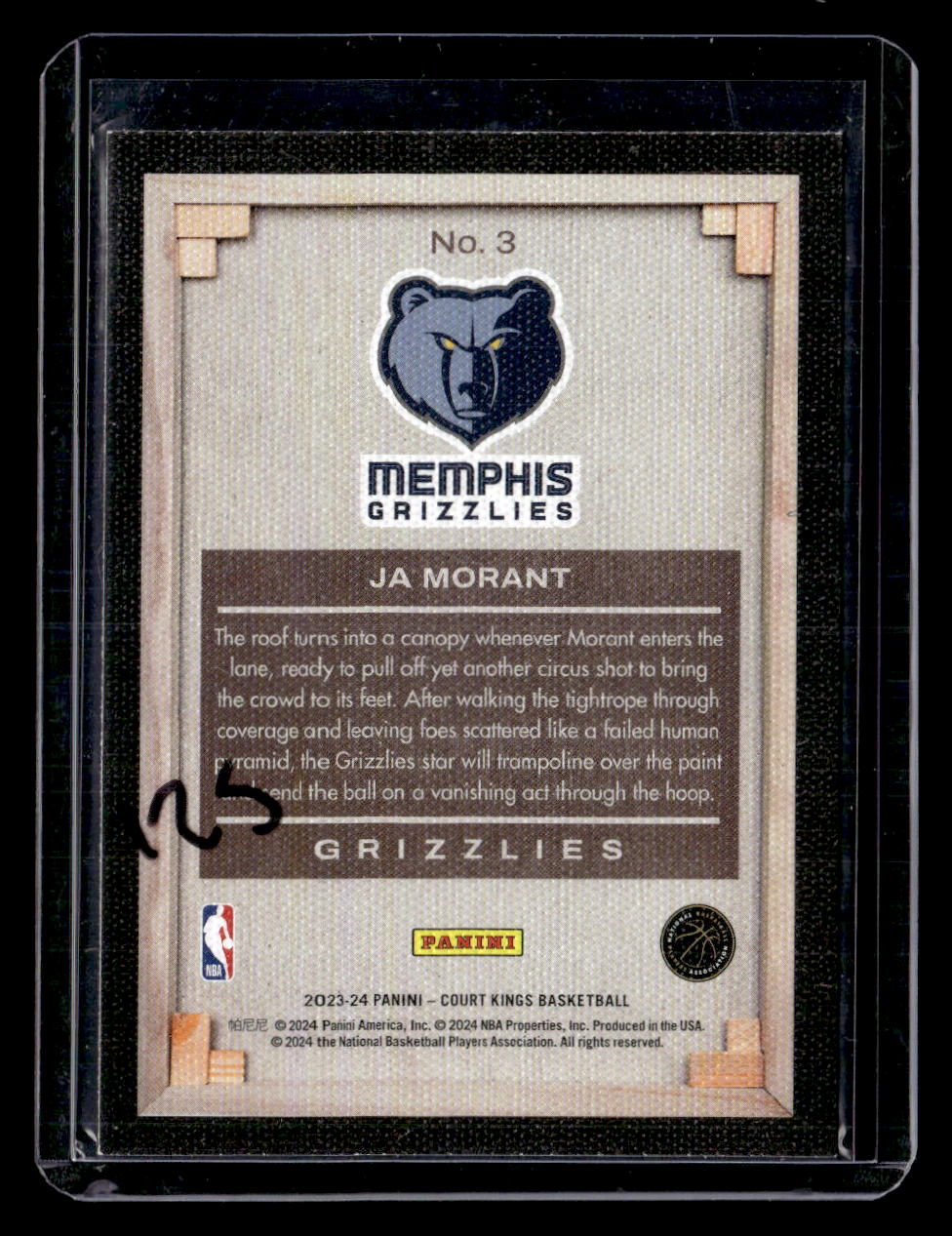 2023-24 Panini Court Kings #3 Ja Morant Blank Slate