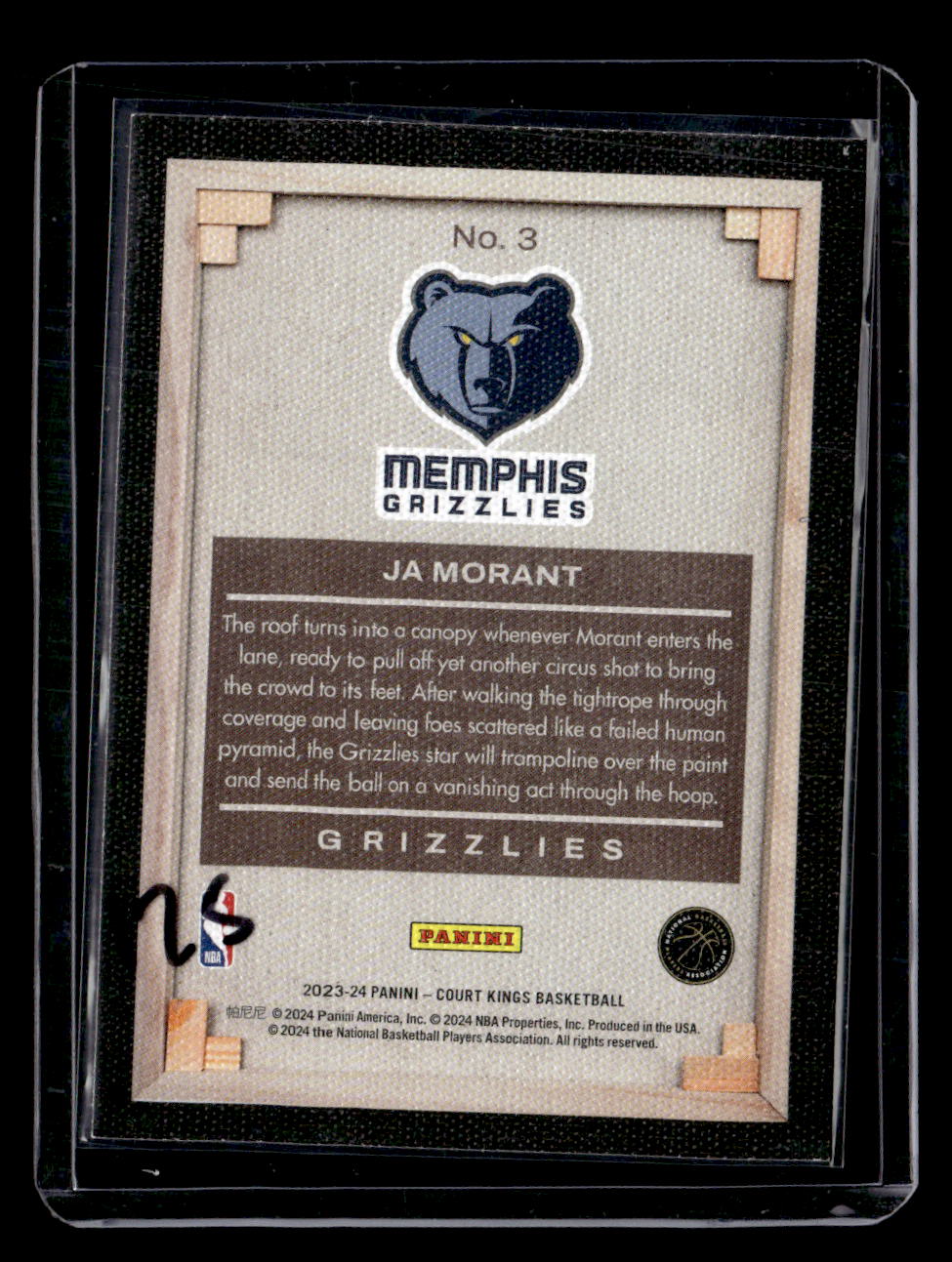 2023-24 Panini Court Kings #3 Ja Morant Blank Slate
