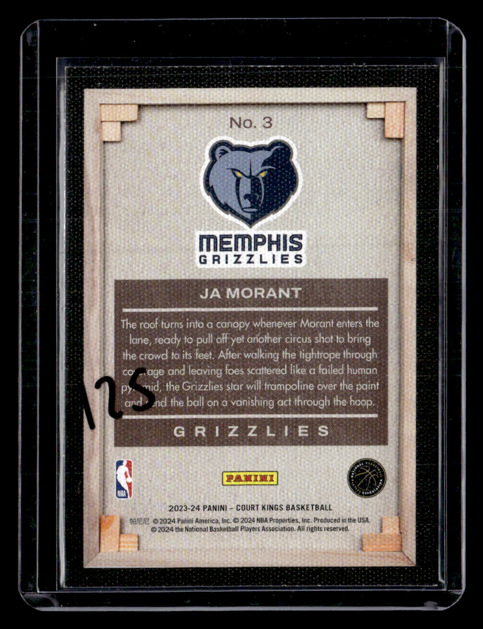 2023-24 Panini Court Kings #3 Ja Morant Blank Slate