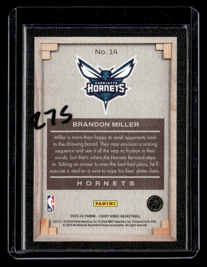 2023-24 Panini Court Kings #14 Brandon Miller Blank Slate
