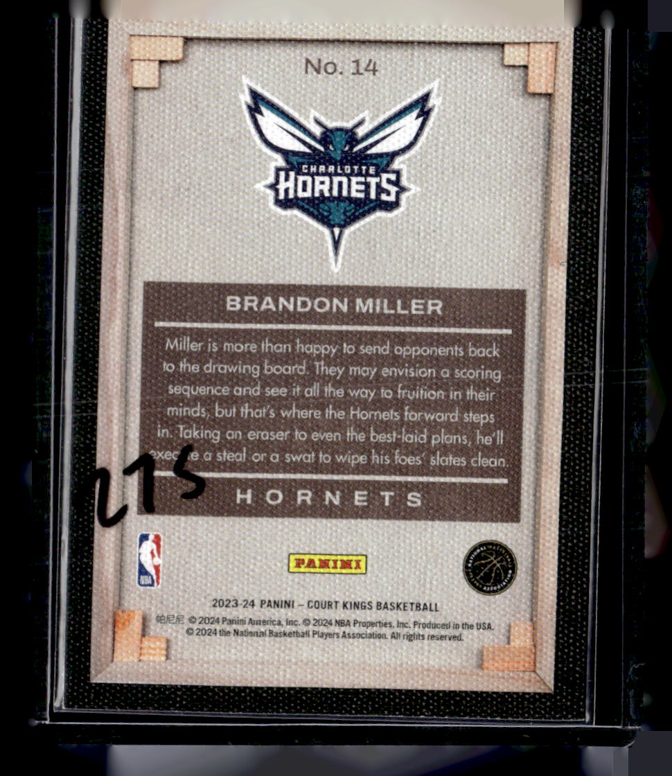 2023-24 Panini Court Kings #14 Brandon Miller Blank Slate