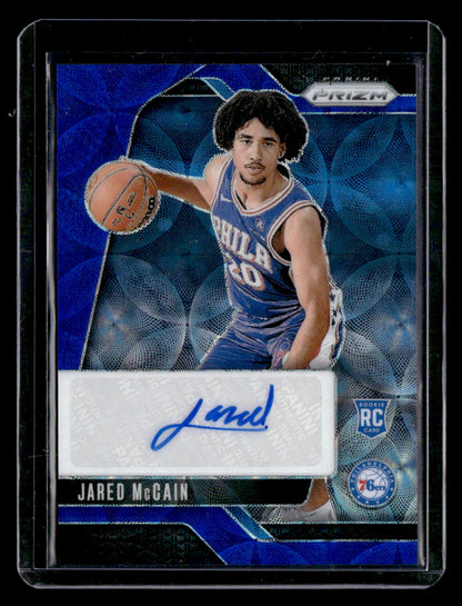 2024-25 Panini Prizm #RSI-JMC Jared McCain Rookie Signatures Prizms Blue #/49