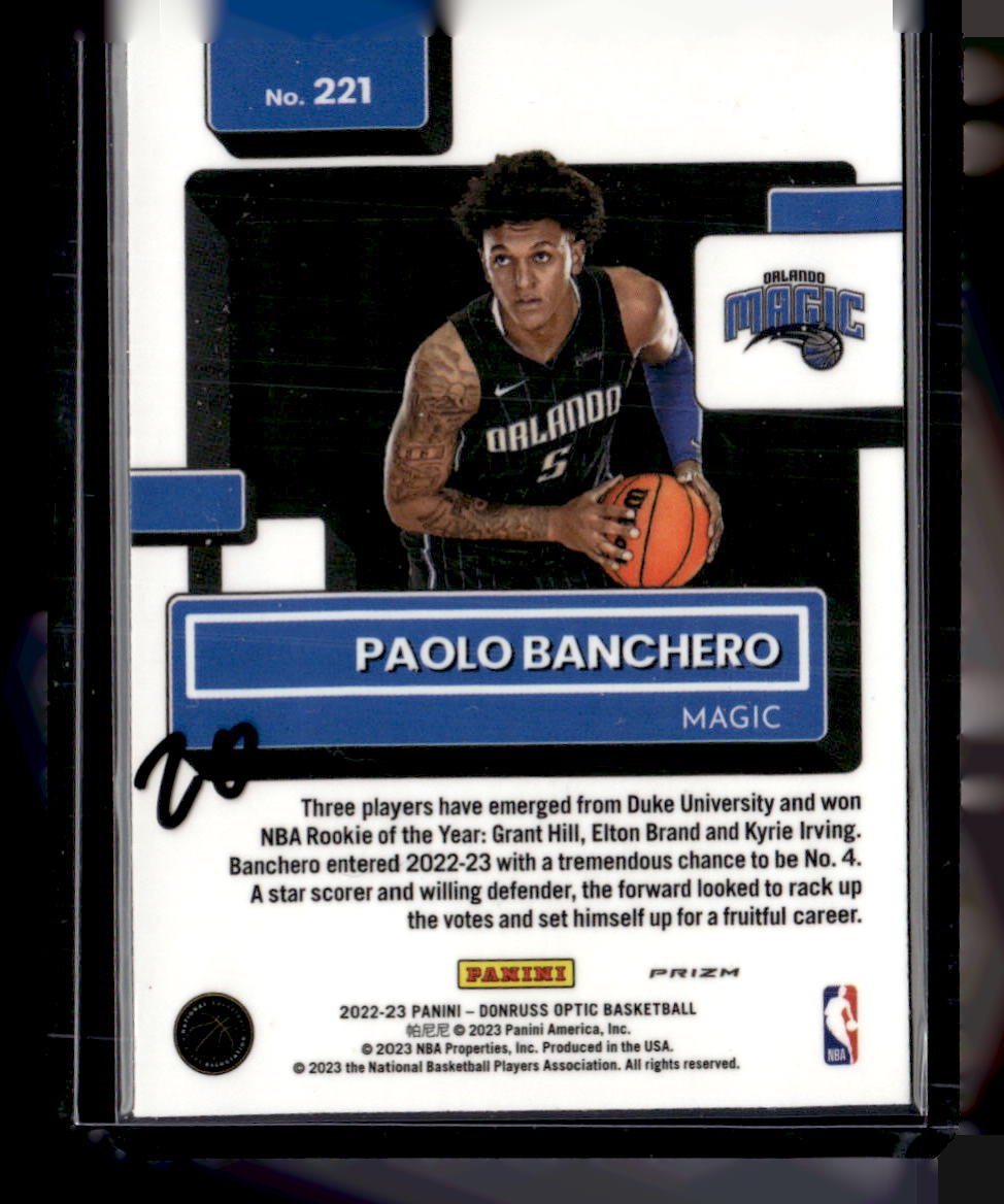 2022-23 Donruss Optic #221 Paolo Banchero Holo