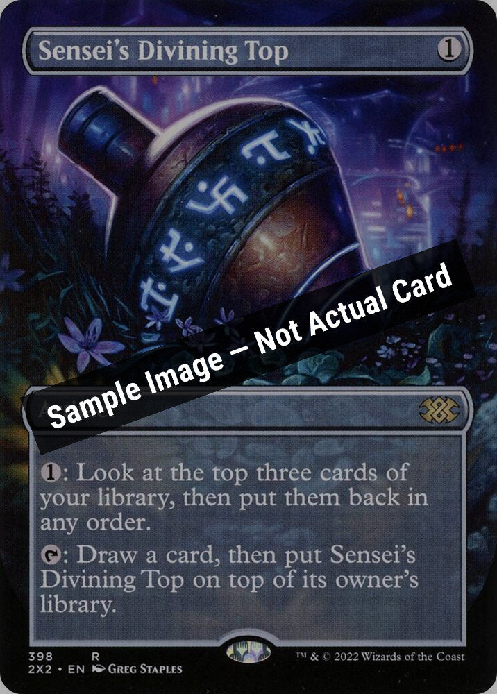 Magic,Double Masters 2022,Sensei's Divining Top (Borderless) - 398,Normal,Near Mint — Sample Image, Not Actual Card