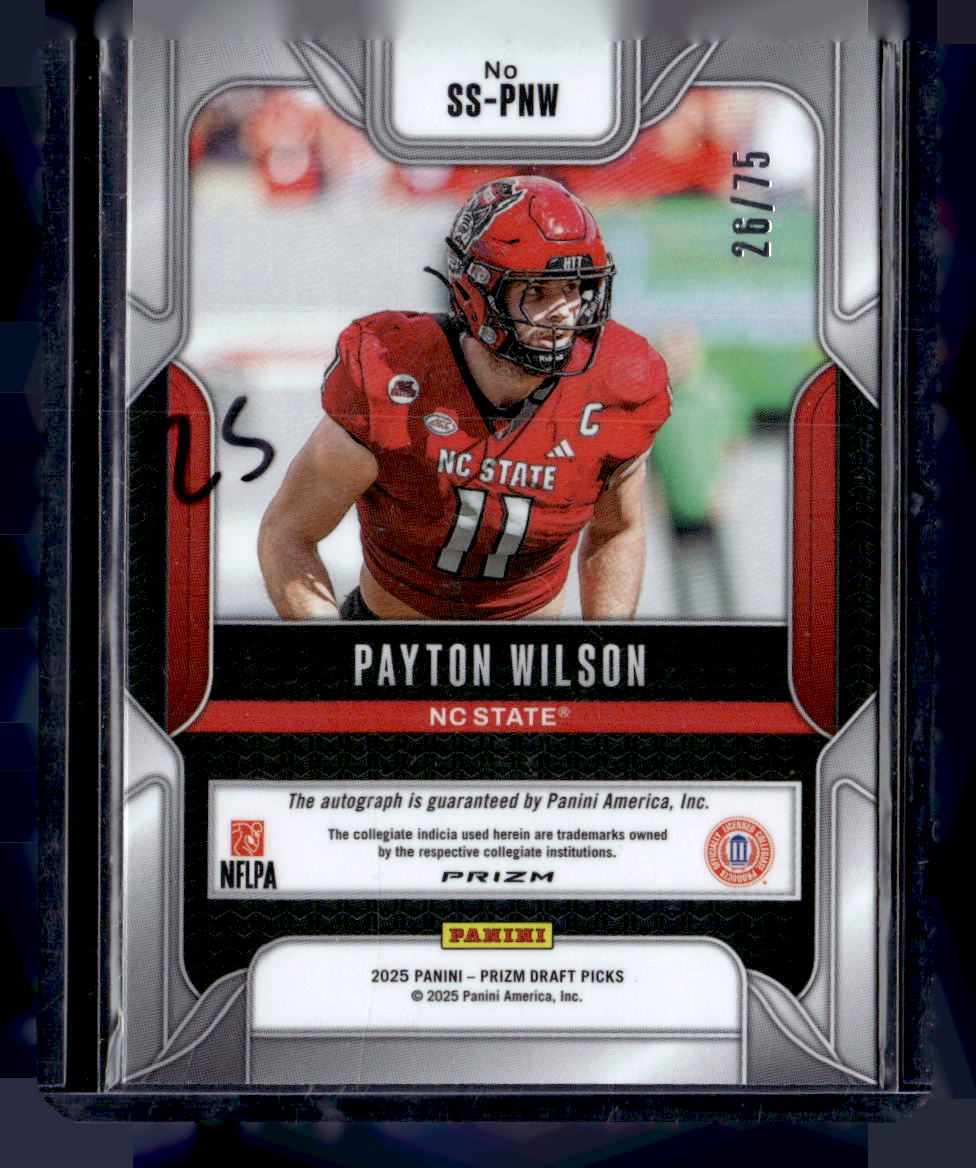 2025 Panini Prizm Draft Picks #SS-PWN Payton Wilson Signatures Orange Wave #/75