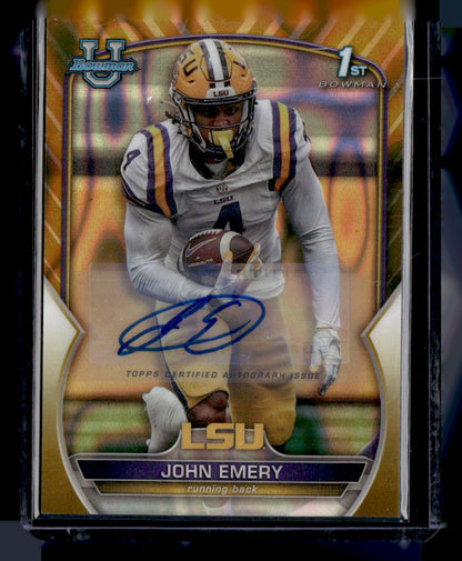 2022 Bowman University Chrome #67 John Emery Auto Gold Lava Refractor #/50