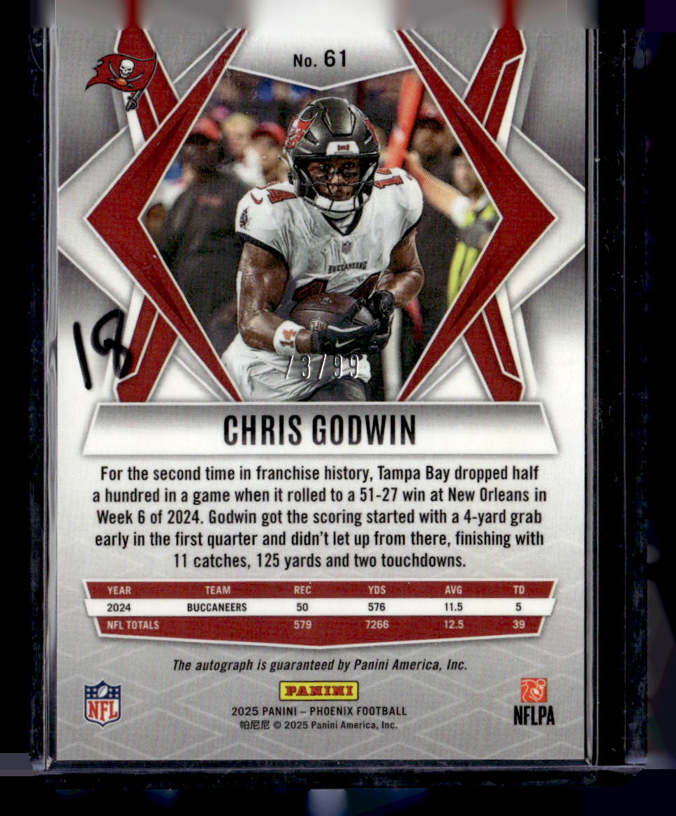 2025 Panini Phoenix #61 Chris Godwin Base Autographs Pyramids Prizm #/99