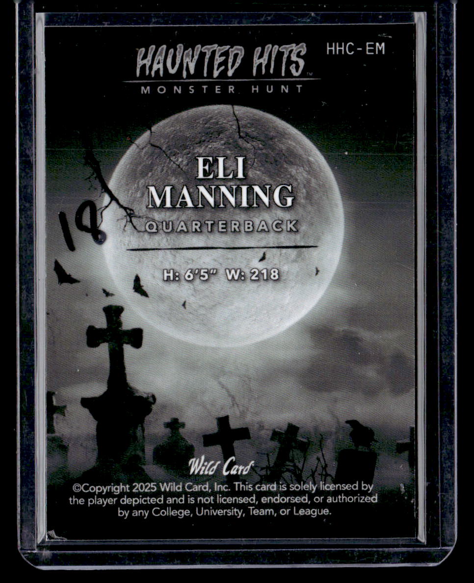 2025 Wild Card Haunted Hits Monster Hunt #HHC-EM Eli Manning Cemetery Yellow #/1