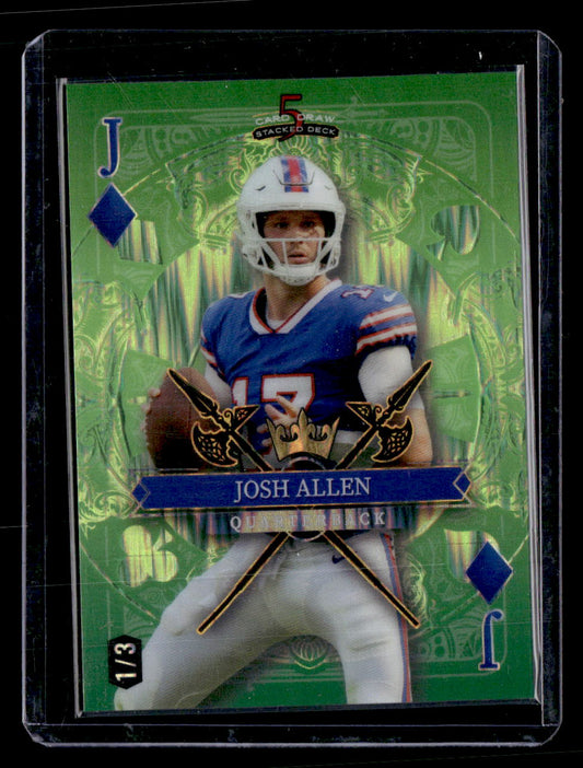 2024 Wild Card 5 Card Draw Jack Diamond Green #SDPD-JAN Josh Allen #/3