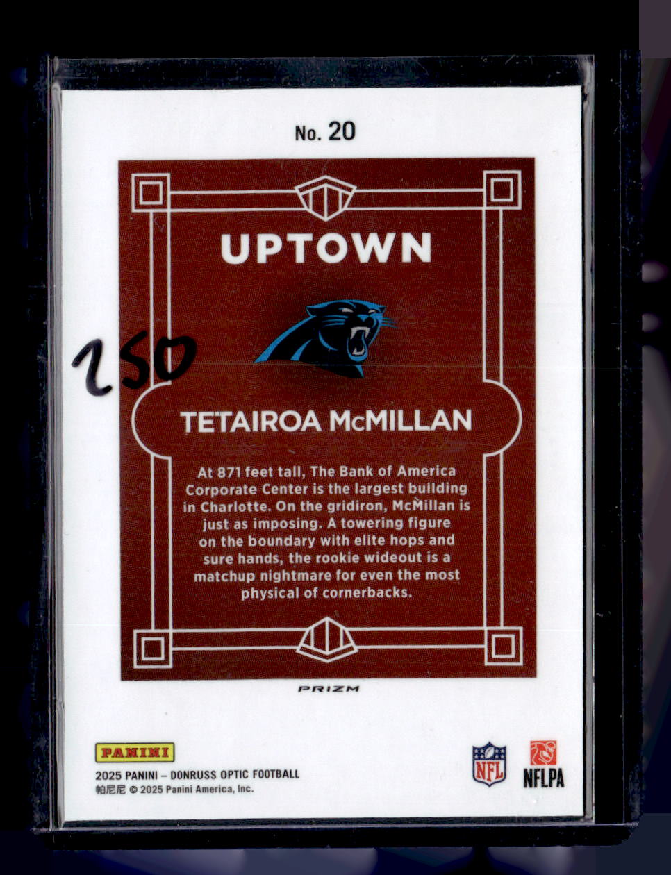 2025 Donruss Optic #20 Tetairoa McMillan Uptown