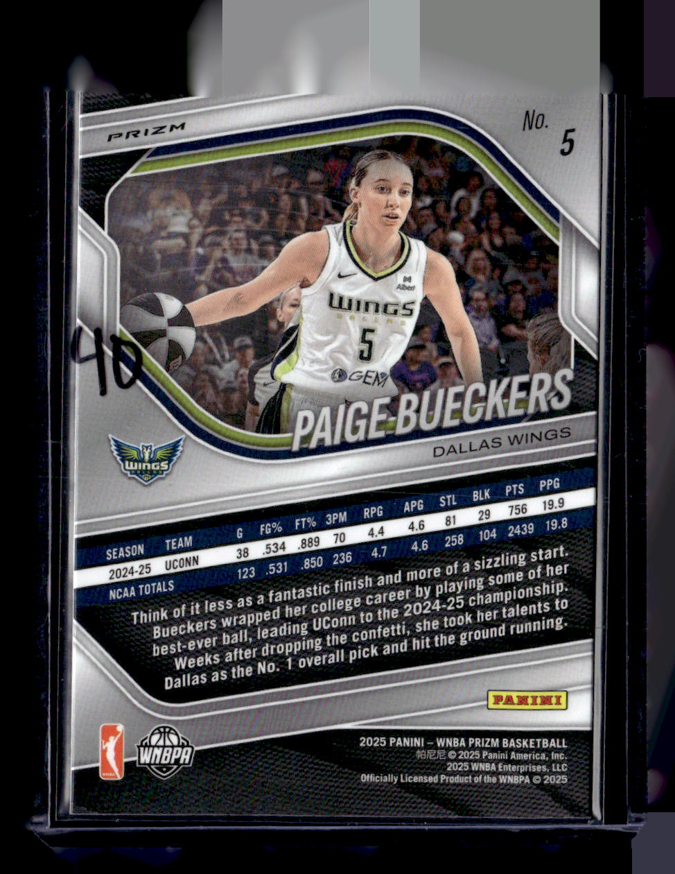 2025 Panini Prizm WNBA #5 Paige Bueckers White Seismic Prizms