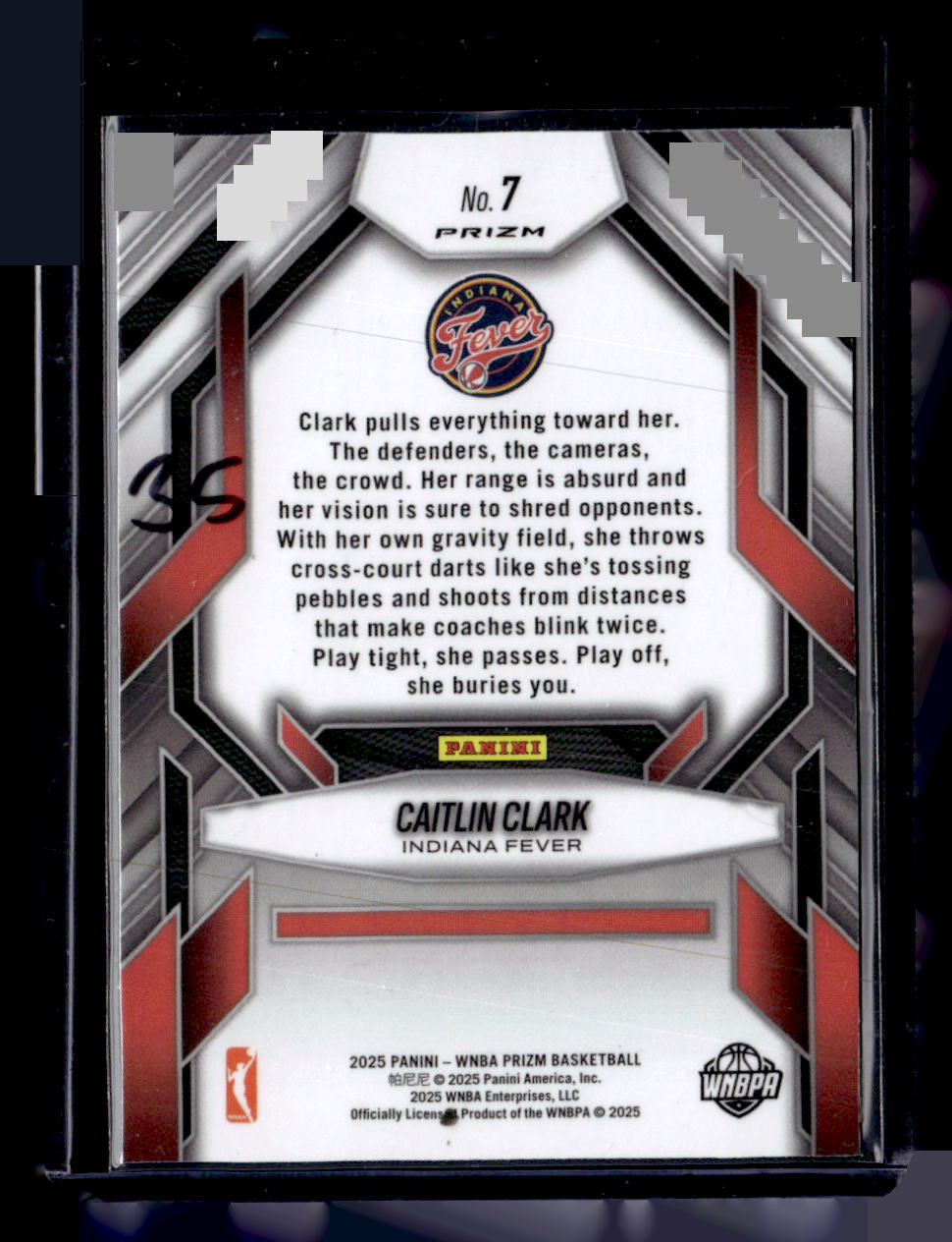 2025 Panini Prizm WNBA #7 Caitlin Clark Fearless