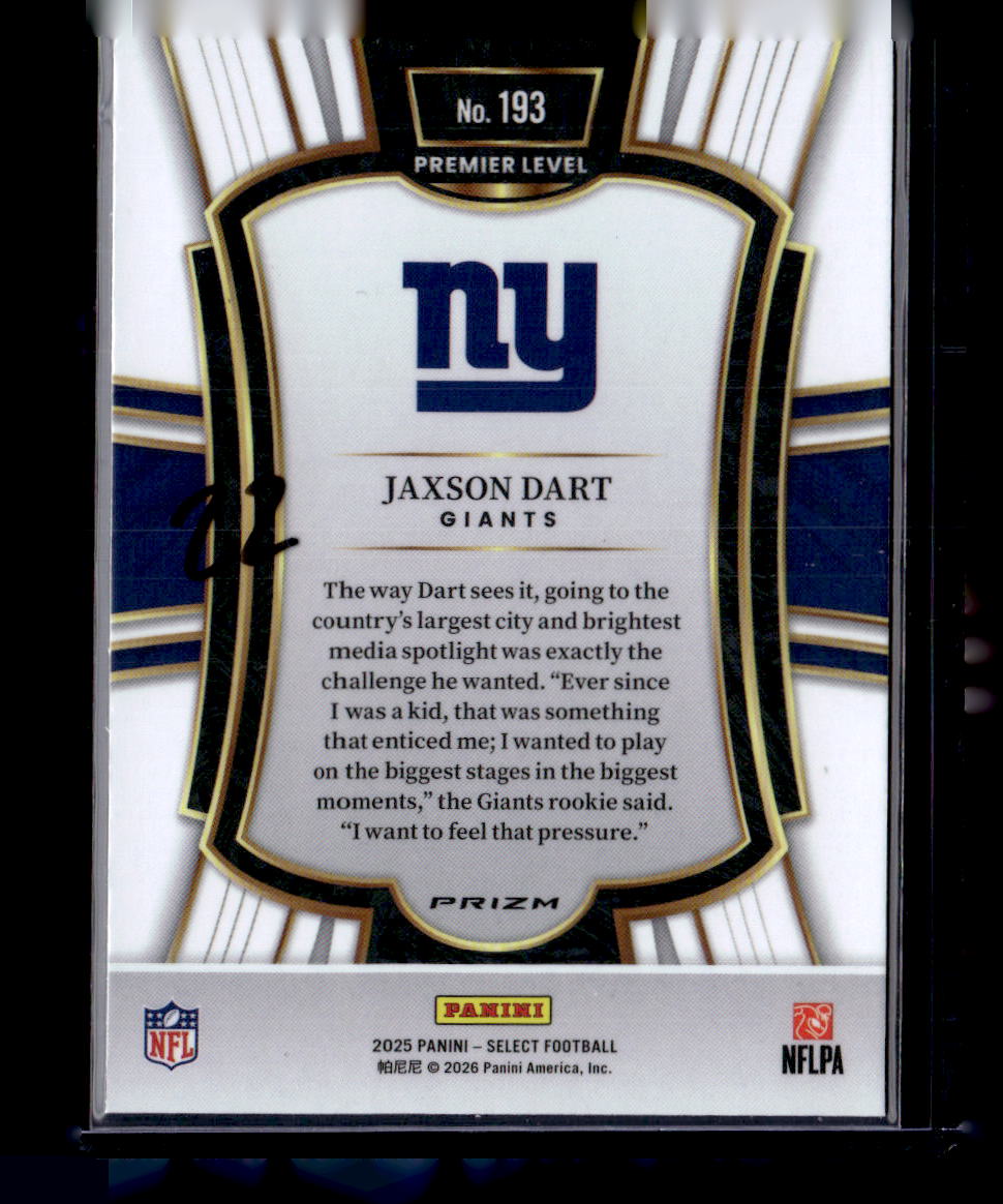 2025 Panini Select #193 Jaxson Dart Silver Prizm
