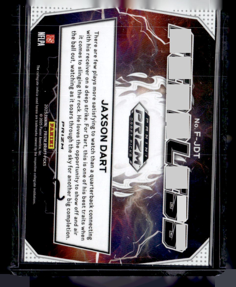 2025 Panini Prizm Draft Picks #F-JDT Jaxson Dart Fearless Gold Ice