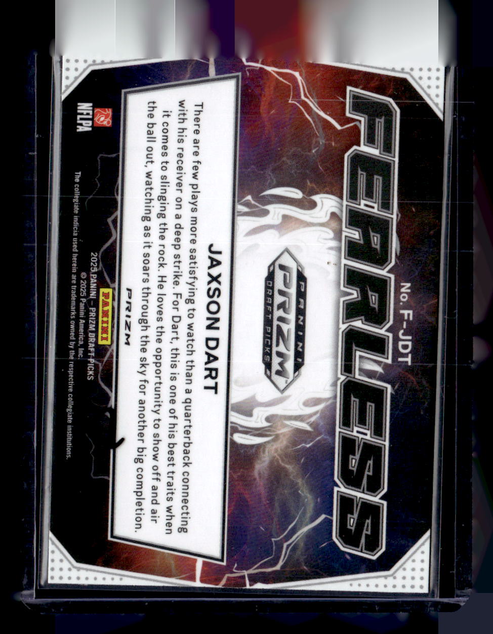 2025 Panini Prizm Draft Picks #F-JDT Jaxson Dart Fearless Gold Ice