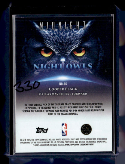 2025-26 Topps Midnight #NO-16 Cooper Flagg Night Owls