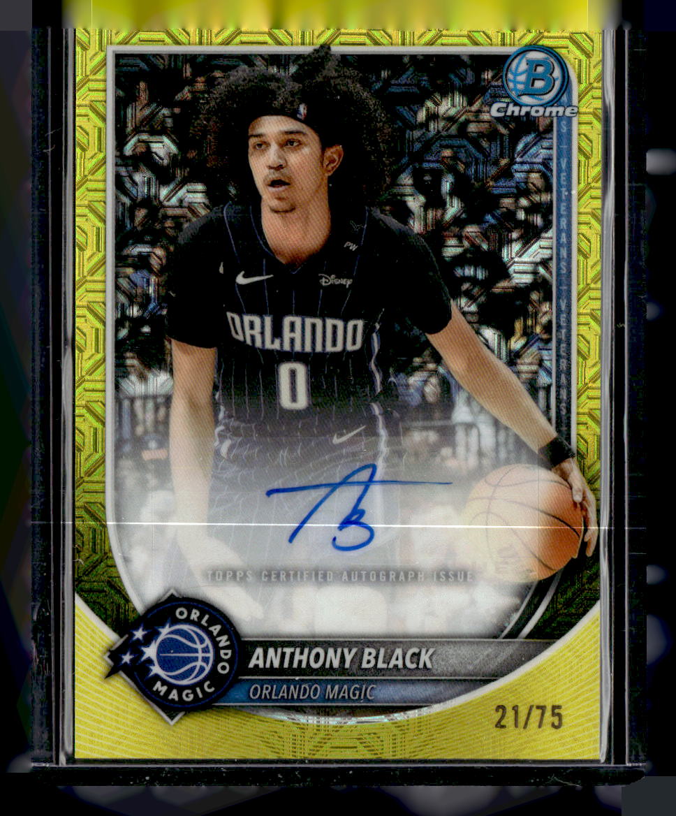 2025-26 Bowman #BCA-AR Anthony Black Chrome Autographs Yellow Refractor #/75
