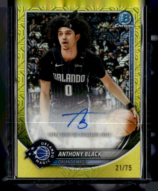 2025-26 Bowman #BCA-AR Anthony Black Chrome Autographs Yellow Refractor #/75