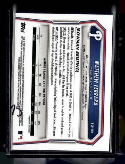 2026 Bowman #BCP-110 Matthew Ferrara Gold Shimmer Refractor #/50