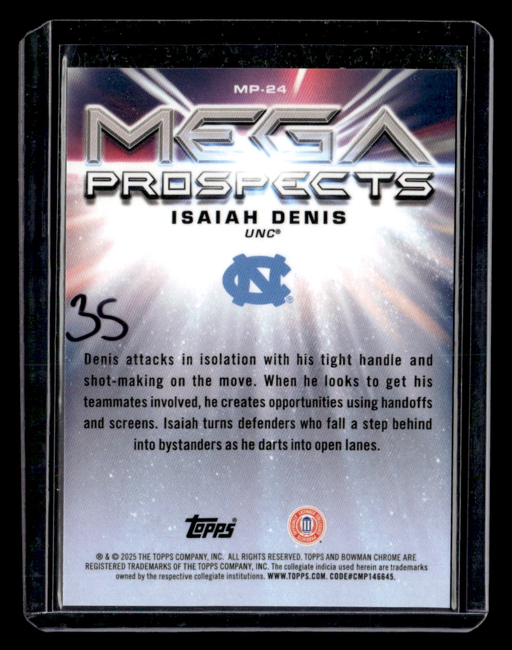 2025-26 Bowman #MP-24 Isaiah Denis Mega Prospects Gold Mojo #/50
