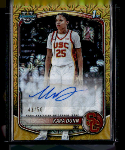 2025-26 Bowman #CPA-KD Kara Dunn Chrome Prospect Autographs Gold Refractor #/50
