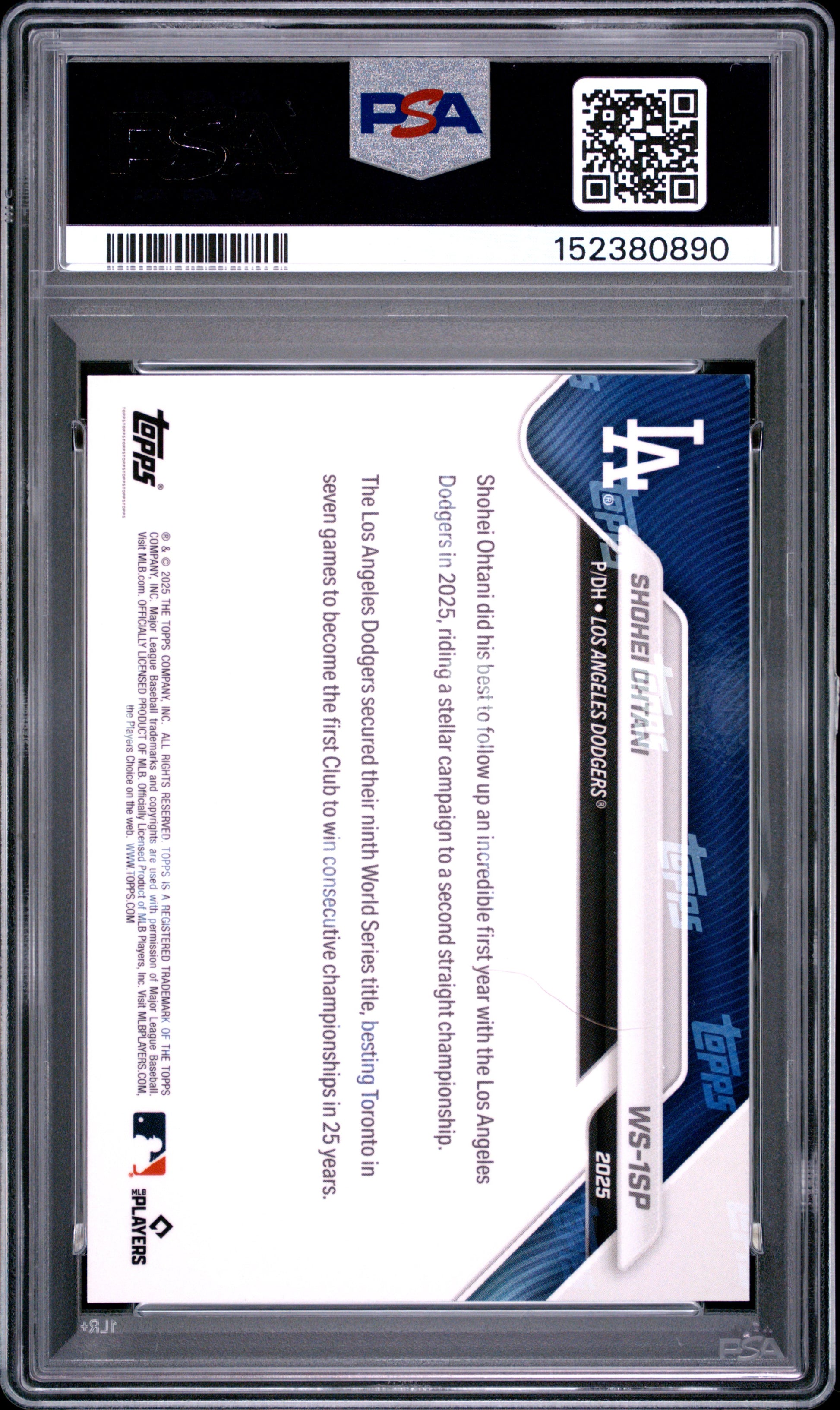 2025 Topps Now Los Angeles Dodgers #1SP Shohei Ohtani PSA 9 152380890