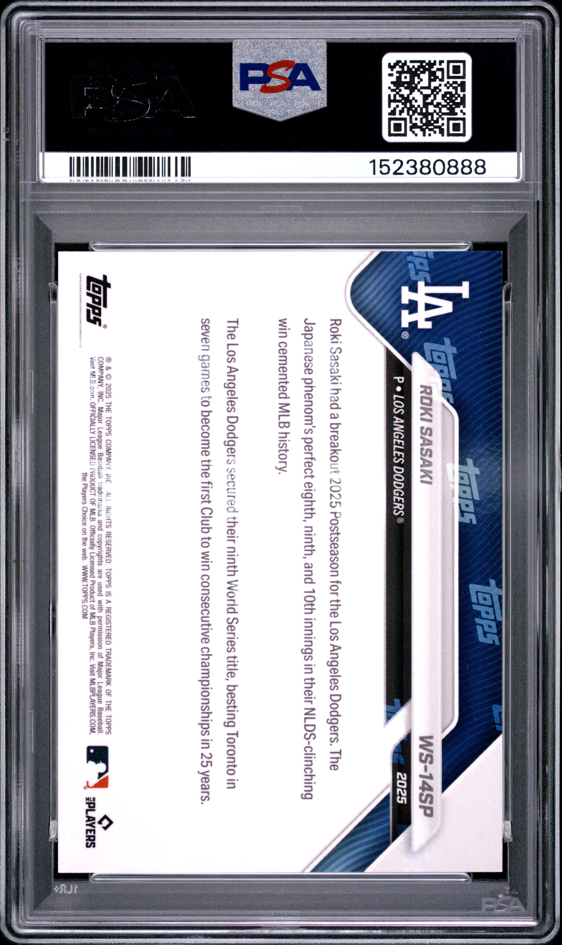 2025 Topps Now Los Angeles Dodgers #14SP Roki Sasaki PSA 9 152380888