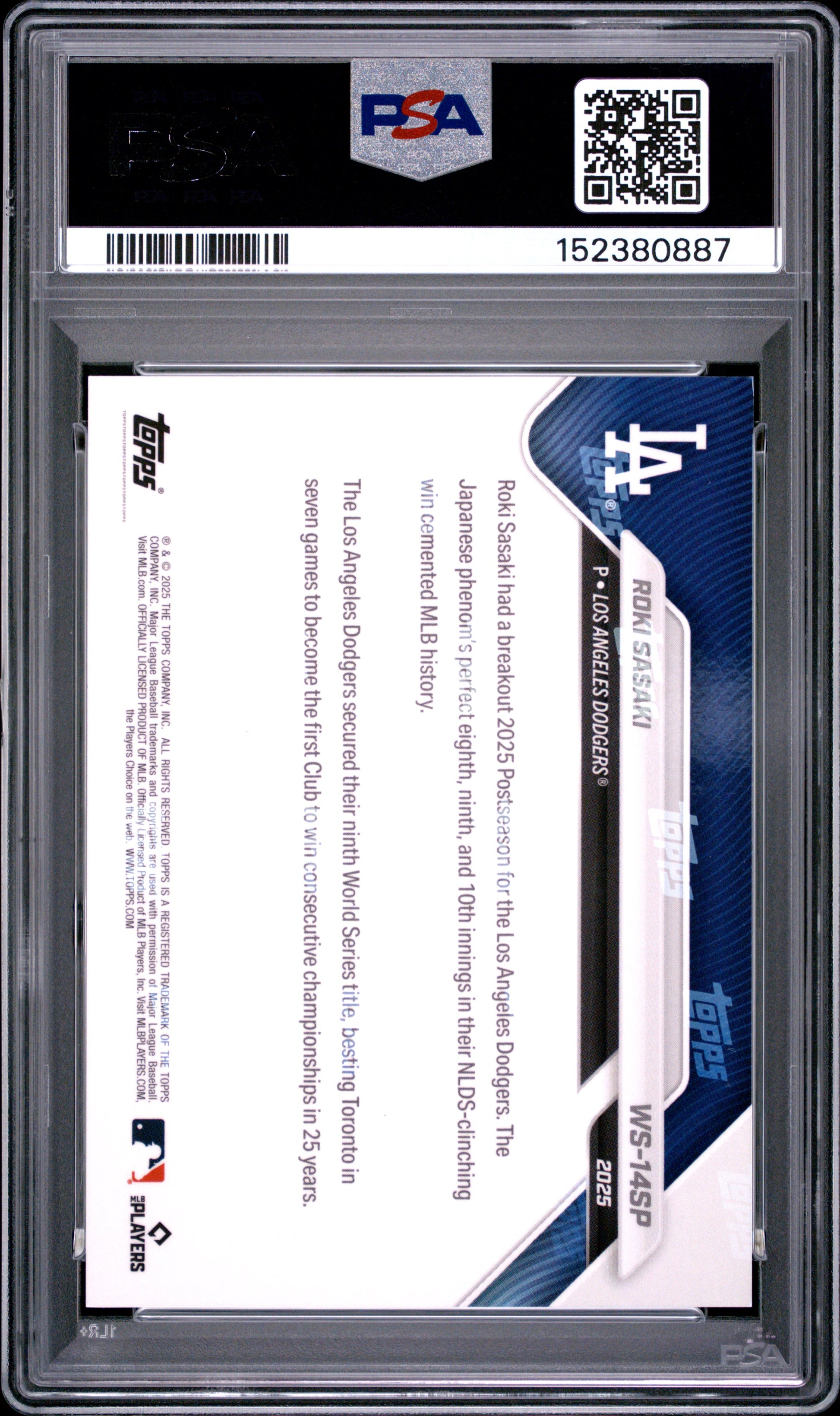 2025 Topps Now Los Angeles Dodgers #14SP Roki Sasaki PSA 9 152380887