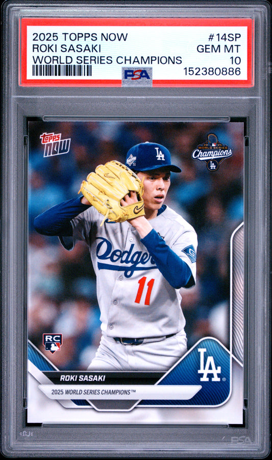 2025 Topps Now Los Angeles Dodgers #14SP Roki Sasaki PSA 10 152380886